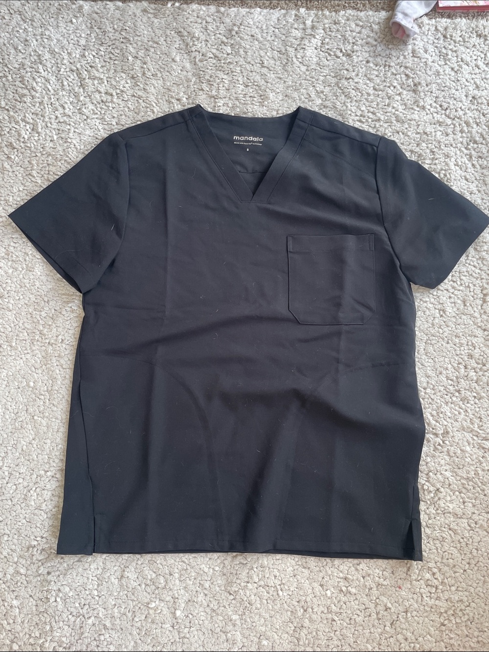 Mandala Men’s Black V-Neck Work Tee with Chest Pocket